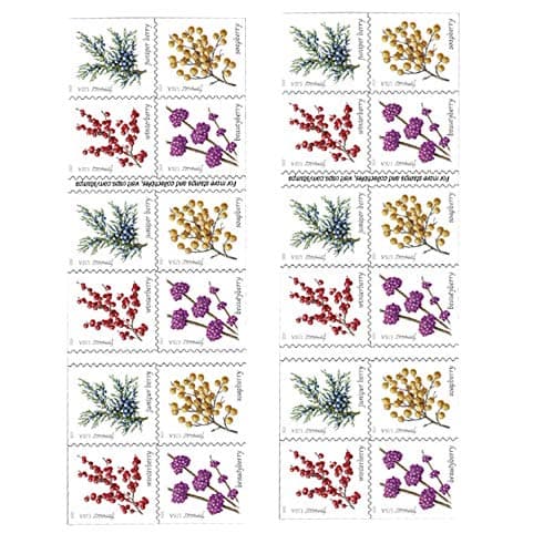 Winter Berries 2 Books of 20 First Class Forever US Postage Stamps Wedding Celebrate Engagement (40 Stamps)