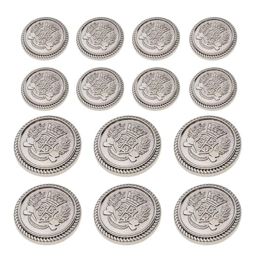 14pcs Metal Silver Blazer Buttons Set 18mm 23mm Buttons for Blazer Suit Coat Uniform Jacket Silver Blazer Buttons for Men Suits Buttons