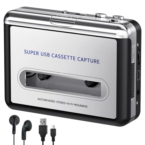 Cassette Player Tape Recorder- Convert Tape to Digital MP3 Digital, Portable Walkmaner with Auto-Reverse, 3.5MM Headphone Jack
