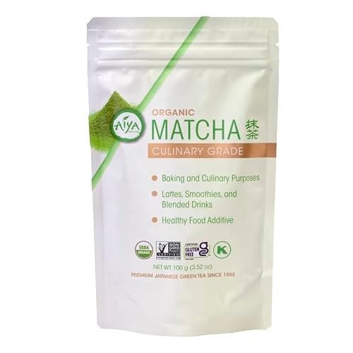 Aiya Certified USDA Organic Culinary Grade Matcha Green Tea Powder - Ideal for Baking, Lattes, Smoothies - Gluten-Free & Non-GMO - 100g Bag (3.52 oz)