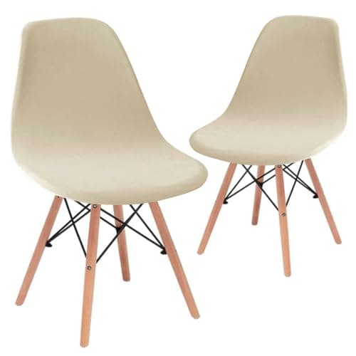 Bifaunvogel Shell Chair Covers Velvet Mid Century Modern Dining Chair Covers Stertch Dining Room Shell Side Chair Slipcovers Lounge Armless Chairs Covers for Kitchen Dining Room Set of 2 Beige