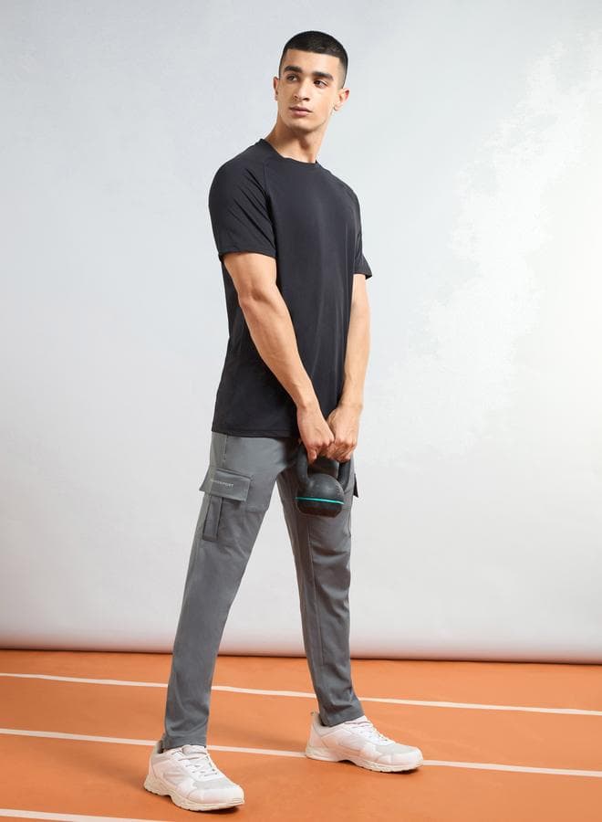 Grey Relaxed Fit Sports Cargo Track Pants