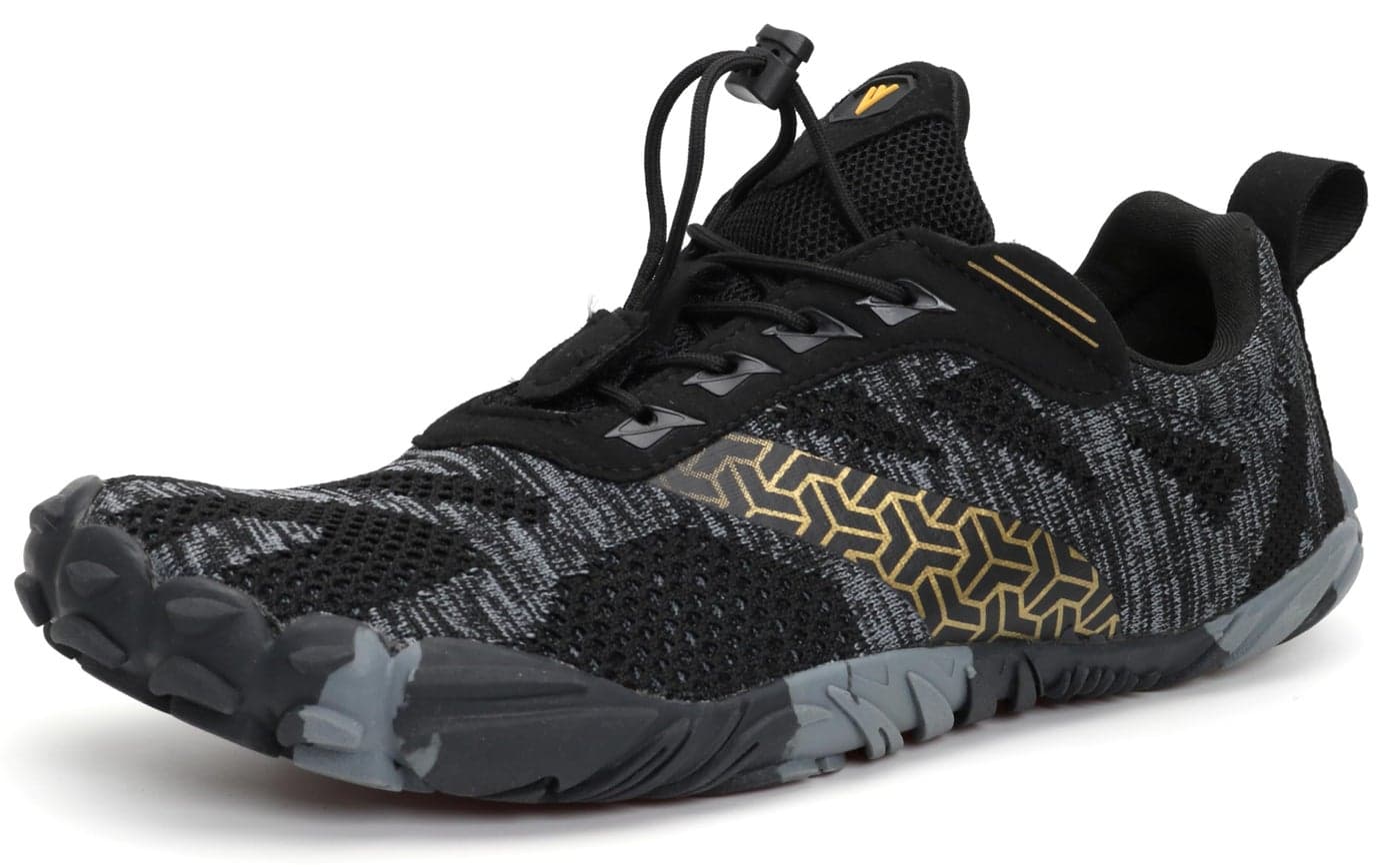 WHITIN Men's Trail Running Shoes Minimalist Barefoot Five Fingers Wide Toe Box Size 7.5 Gym Workout Fitness Zero Drop Minimus Training Hiking Black 40