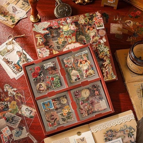 R H LIFESTYLE 100 Pcs Retro Sticker Vintage Waterproof Decorative Stickers for Scarpbooking, Journaling, Greeting Card, Projects and DIY Art Craft (Retro)