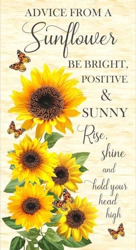Advice from a Sunflower by Timeless Treasures Inspirational Flower Cotton Quilt Panel 23 x 43 CD2921CREAM