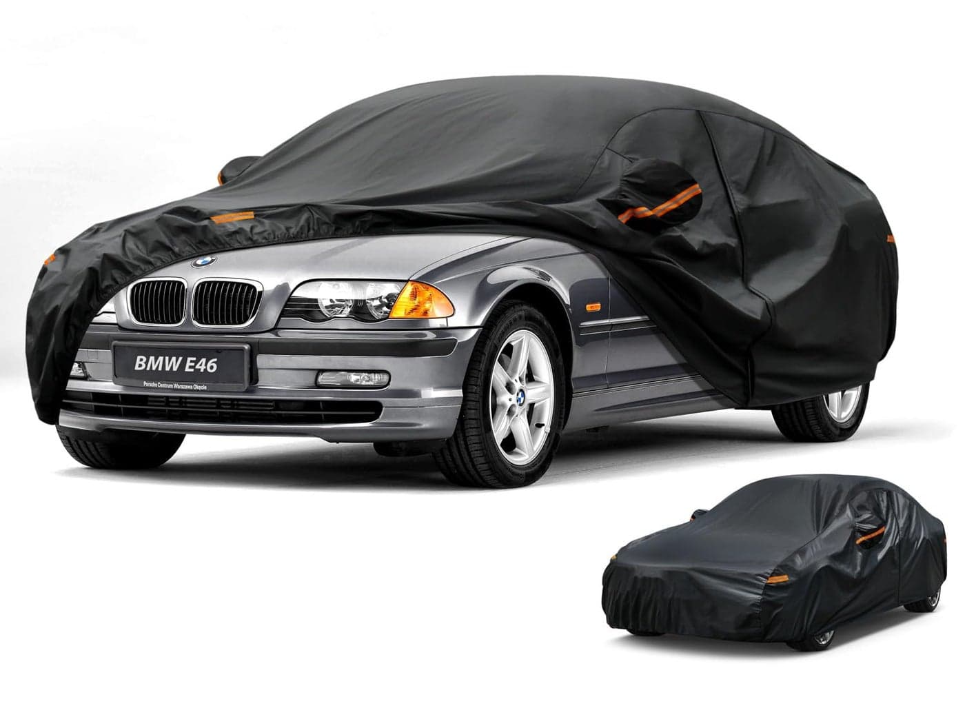 Kayme Car Cover Waterproof All Weather, Full Exterior Cover Outdoor Sun Protection with Zipper, Universal Fit for BMW E46 E36 E30, VW EOS, Nissan 350Z 370Z Versa, Hyundai Accent,etc (Up to 177 inch)