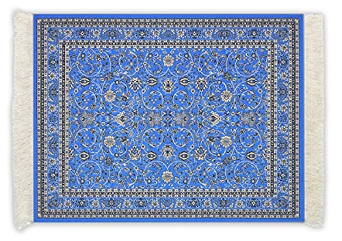 Infusion Oriental Rug Fringe-Trim Mouse Pad – Classic Blue Persian-Inspired Design, Non-Slip Backing, Elegant Desk Accessory
