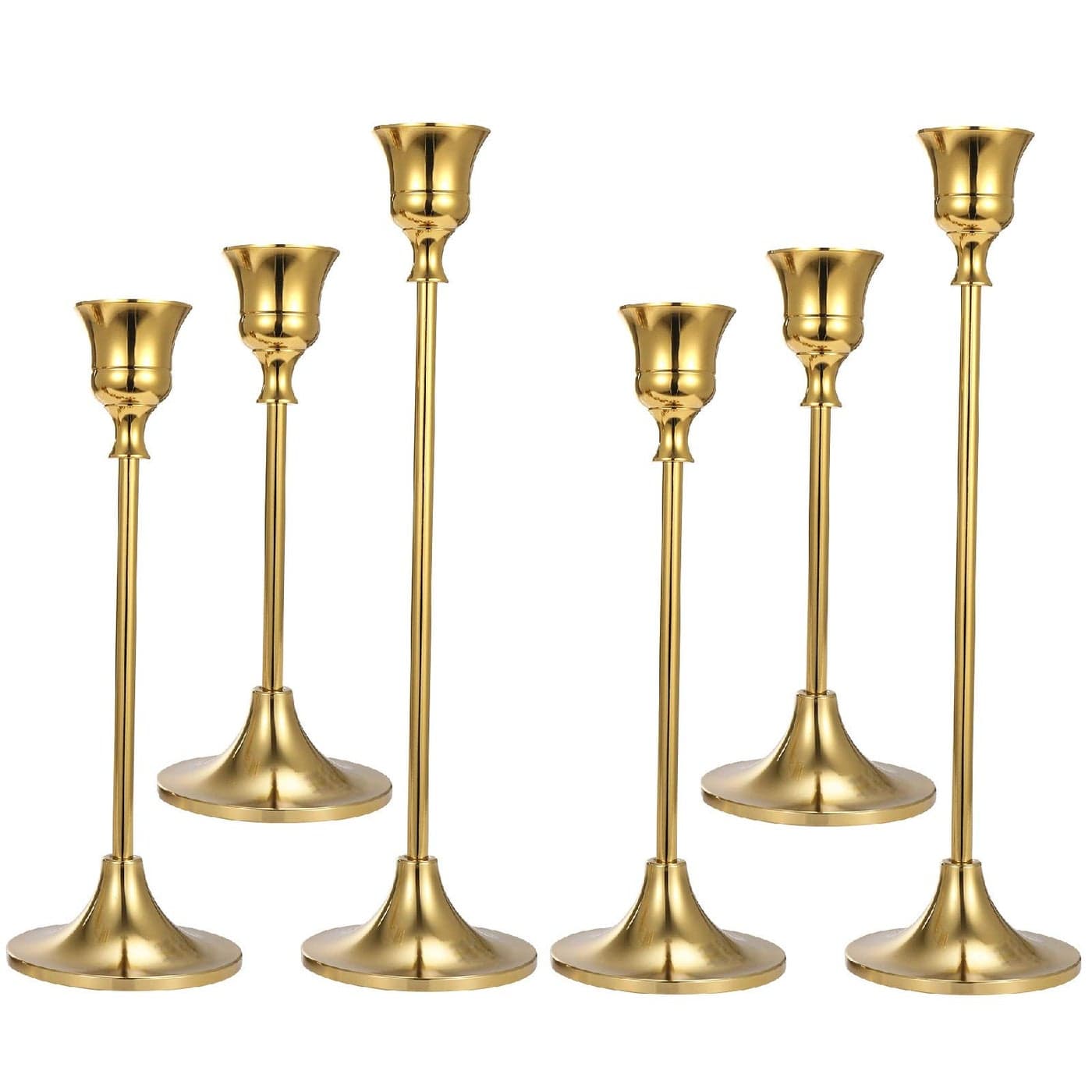 Anndason Set of 6 Gold Taper Candle Holders Decorative Candlestick Holder for Home Decor Wedding Dinning Party Anniversary