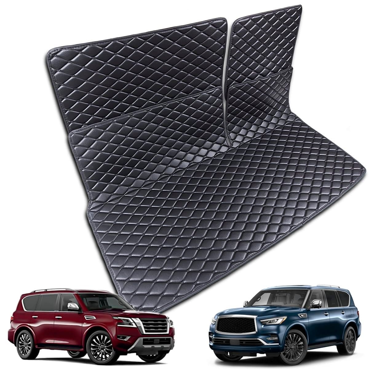 7DEEKEI for 20172024 Nissan Armada 1113 Infiniti QX56 20142024 QX80 Trunk Mat 2ND3RD Row Rear Backrest Mat Cargo Liners 5pcs All Weather AntiSlip