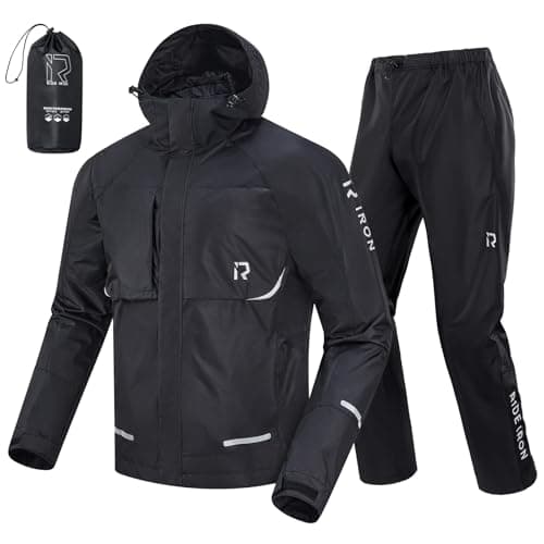 RIDEIRON Rain Suit Motorcycle Rain Gear Waterproof Jackets Pants Lightweight Durable Rainwear Outdoor Fishing Hiking for Men Women