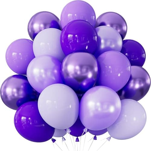 Adeyoo Purple Balloons 12 Inch Dark Metallic Purple Balloons Macaron Lavender Pearl Lilac Balloon Different Shades Latex Balloon for Mothers Day Birthday Wedding Bridal Showers Party Decorations