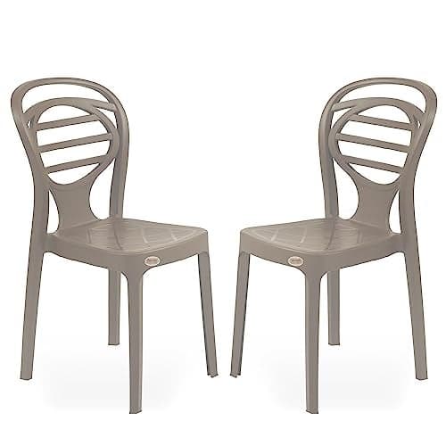 Supreme chairs Oak Armless Plastic Chair for Cafeteria, restaurent and Dining Rooms, Weight Bearing Capacity- 120 kg (Color- Champagne, Count -2 Piece)