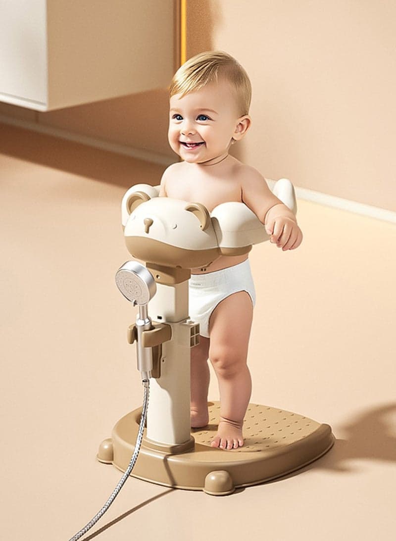 Baby Shower Stand, Adjustable Height Infant Bath Standing Support with Anti-Slip Base, Portable Bath Helper, Hug Tower Bath Shower Support for Infants & Toddlers