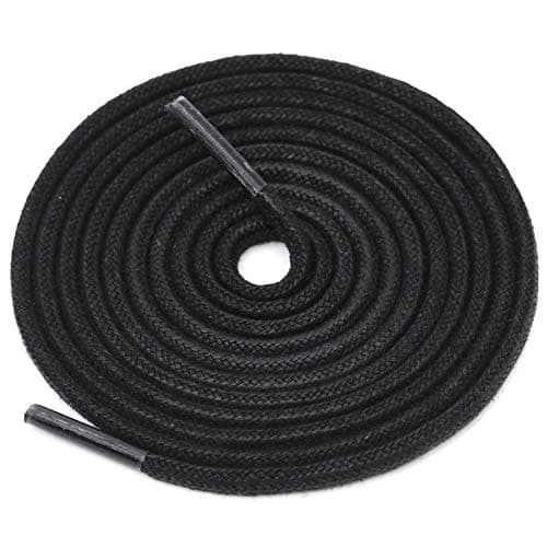 DELELE 2 Pair 47 inch Black Round Waxed Oxford Shoe Laces for Dress Shoes and Boots