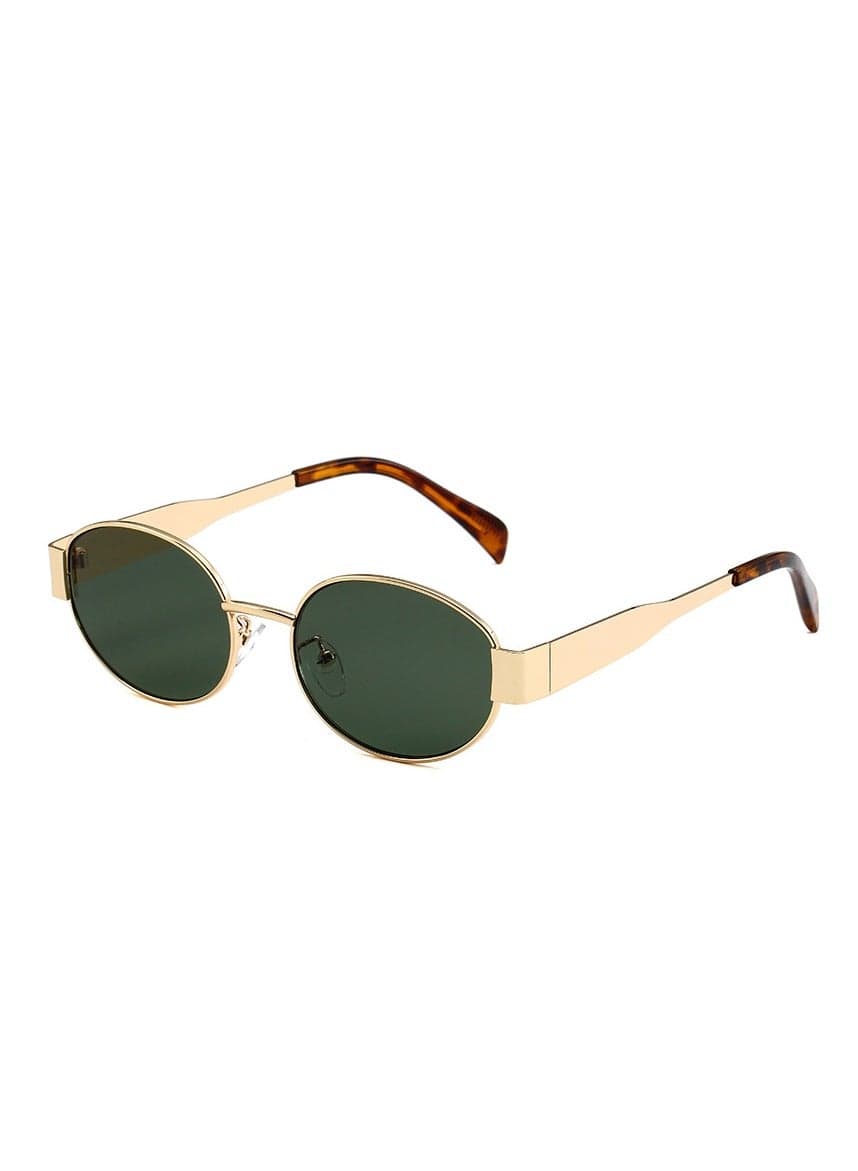 Retro Oval Sunglasses for Women Men - Trendy Gold Sun Glasses - Fashion Metal Frame Shades