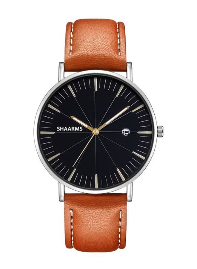 Mens Casual Leather Analog Watch with Date Display Model SA6056 ORS