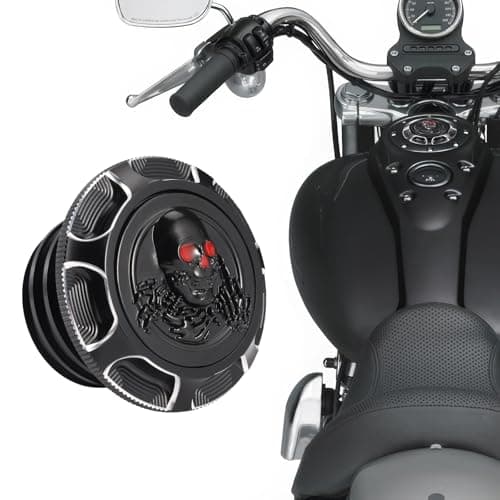 Fuel Gas Tank Cap Cover CNC Aluminum for Harley Touring Road King Softail Dyna Sportster XL 1200 883 X48 Right-hand Thread 3D Skeleton (Black)