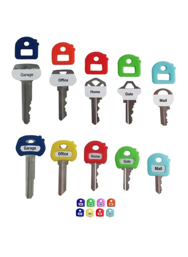 Key Chain and Labels. Stretchy Material. One Size fits Most Keys. Blank Printed Labels (Multi-Colored 8 pk)