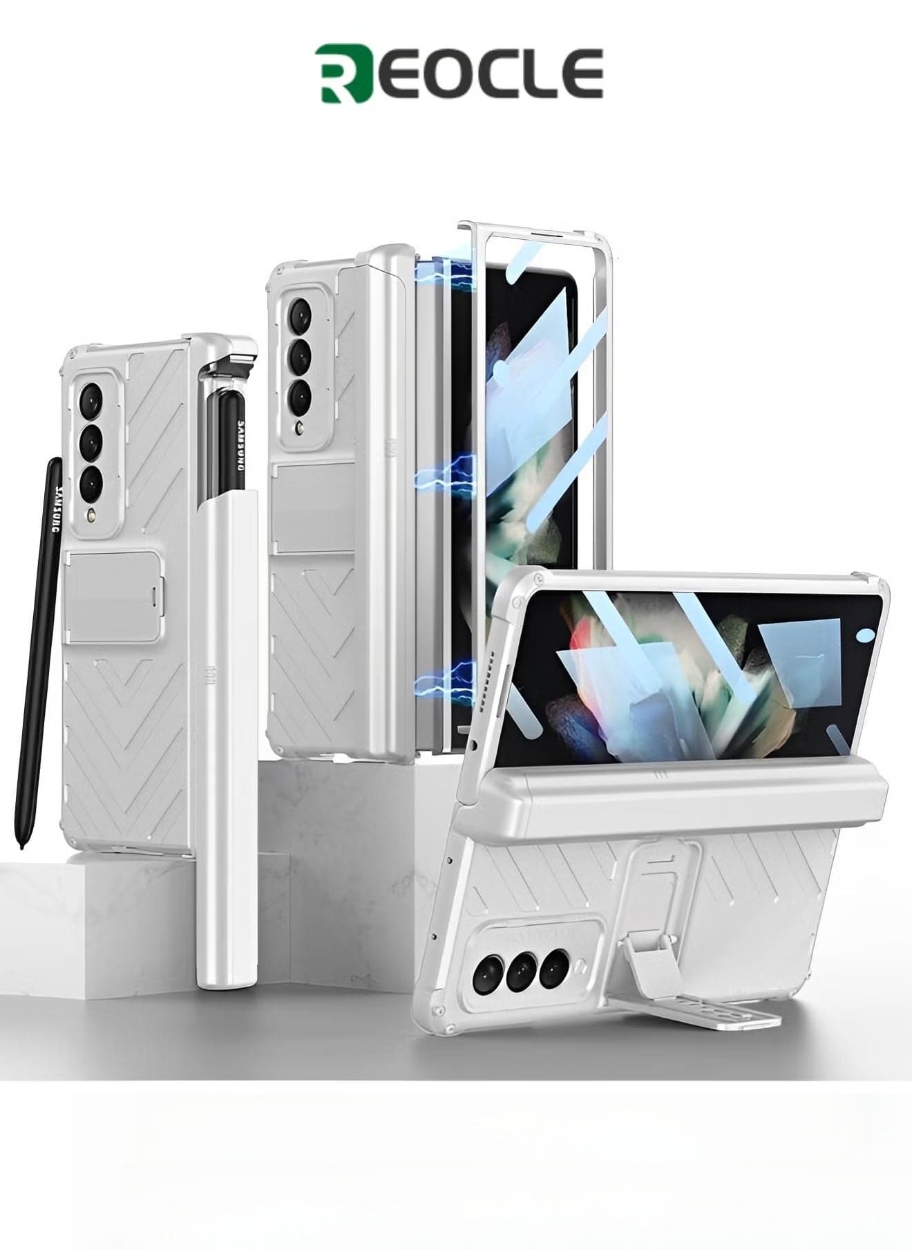 Phone Case Phone Cover Magnetic Armor All-included Slide Pen Case with Back Screen Glass Hinge Holder Phone Cover for Samsung Galaxy Z Fold 3