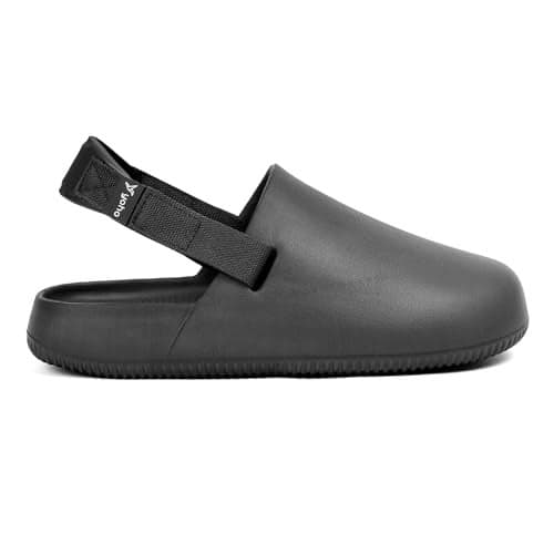 YOHO Glide Clog Sandals for Men | Mule Shape Clogs with Adjustable Straps | Lightweight & Waterproof Cushioned Footwear for Everyday Use | Classic Black - UK 7