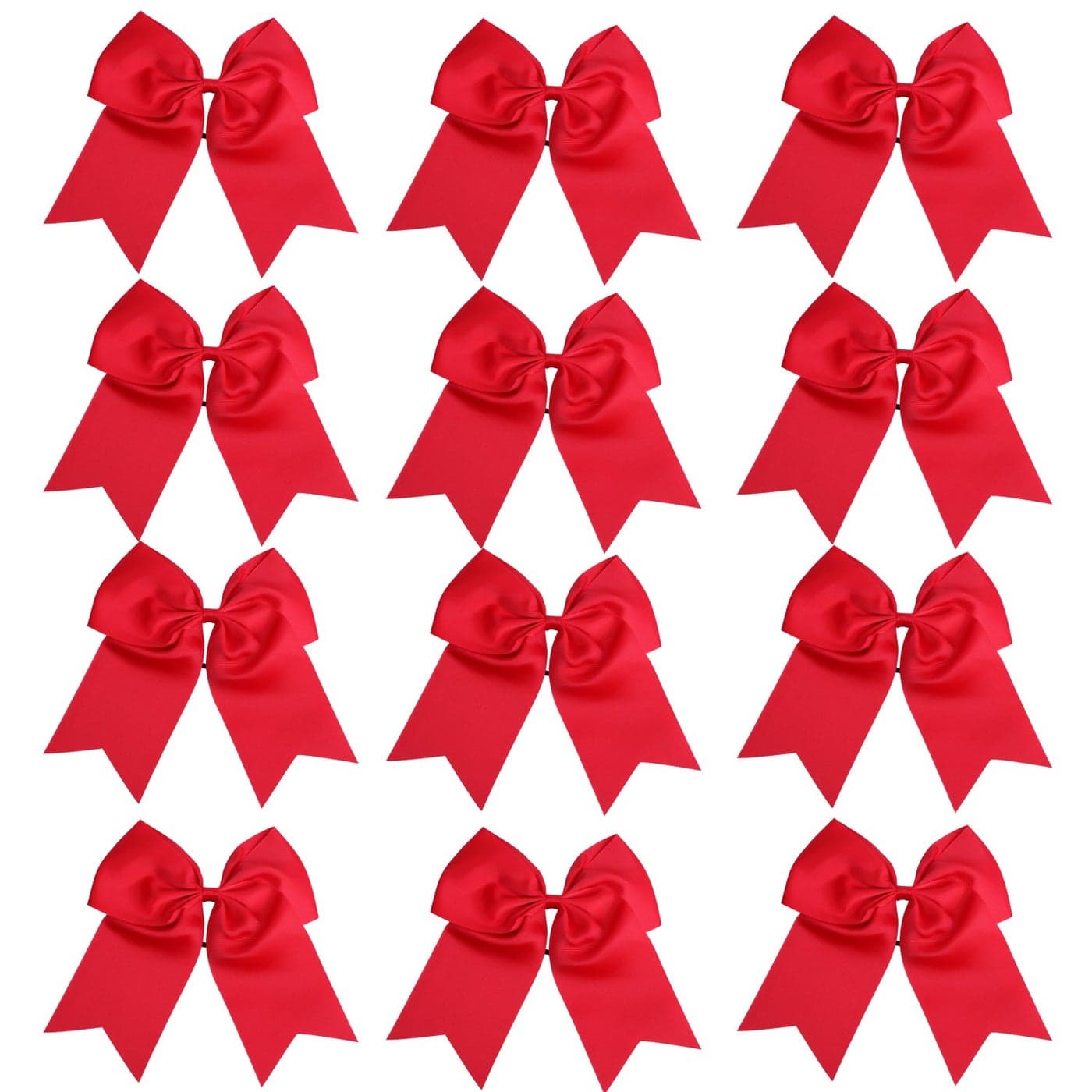 8 Inch Cheerleader Bows Ponytail Holder Solid Color Cheerleading Bows Hair Tie Red