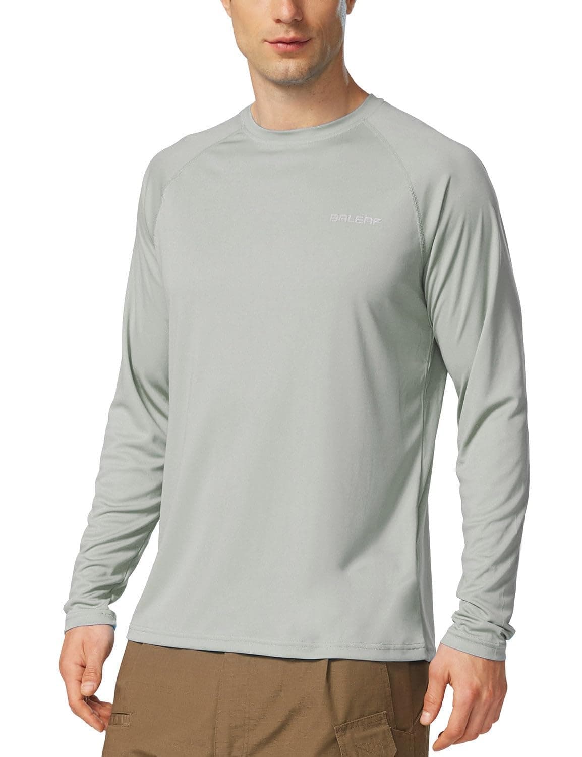 baleaf Men's Rash Guard Shirts Fishing Long Sleeve UV Sun Protection SPF T-Shirts UPF 50+ Lightweight Beach Gray Size XXXL