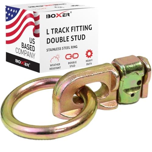 Boxer - 10 Pack - L Track Fitting Double Stud O Ring – L Track Accessory 5,000lbs, Use with L Track Rails, Truck Bed, Trailer Tie Down