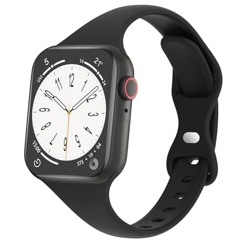 DYKEISS Sport Slim Silicone Band Compatible for Apple Watch Band 38mm 42mm 40mm 44mm 41mm 45mm 49mm, Thin Soft Narrow Replacement Strap Wristband for iWatch Ultra Series 8/7/SE/6/5/4/3/2/1 Women Men