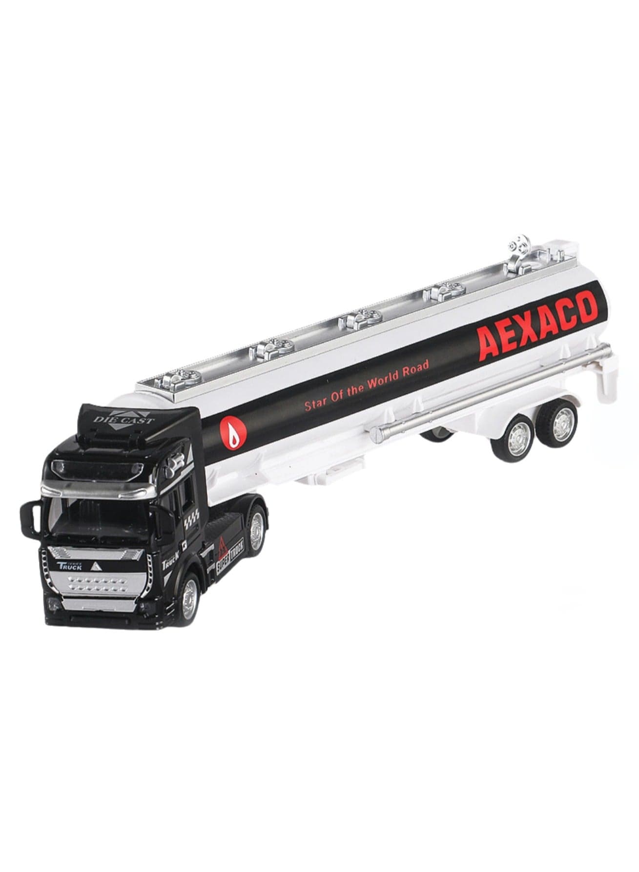 Children's Simulation Toy Truck Alloy Texture Truck Container Trailer Model Transport Vehicle Set(Black Tank Truck)