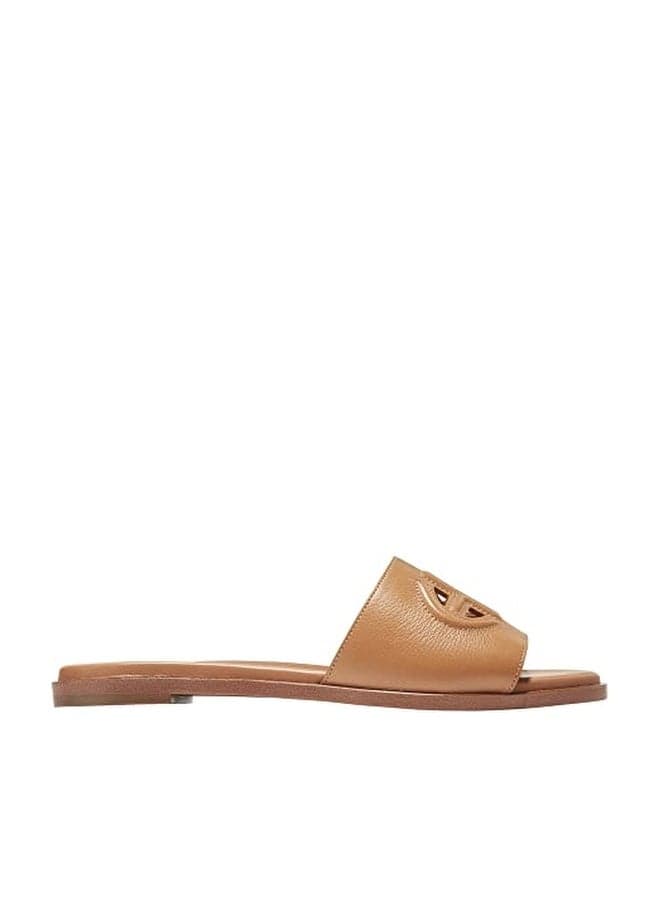 Cole Haan Women's Flynn Logo Slide Sandal Flat, Pecan Leather, 7.5