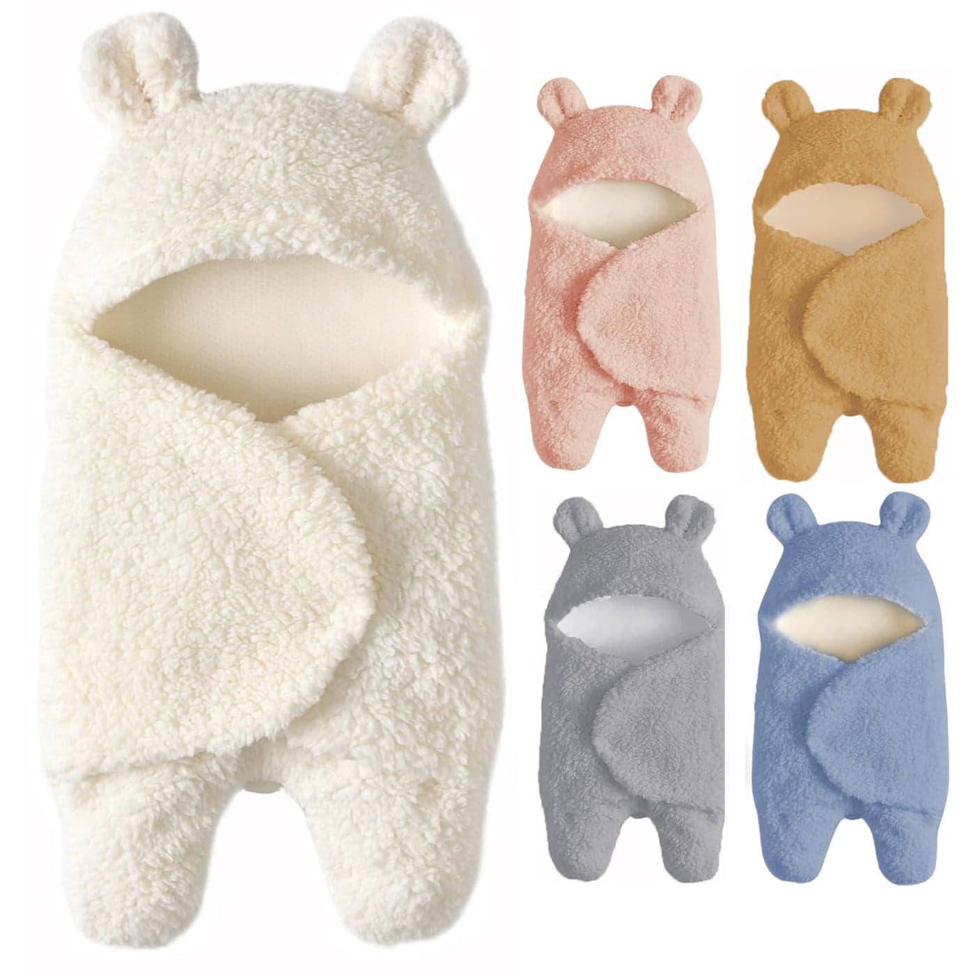 Nunibum Baby Swaddle Blanket Boys Girls Cute Bear Plush Essential Receiving Blanket UltraSoft Newborn Registry Sleeping Wraps for Infant 06 Months White