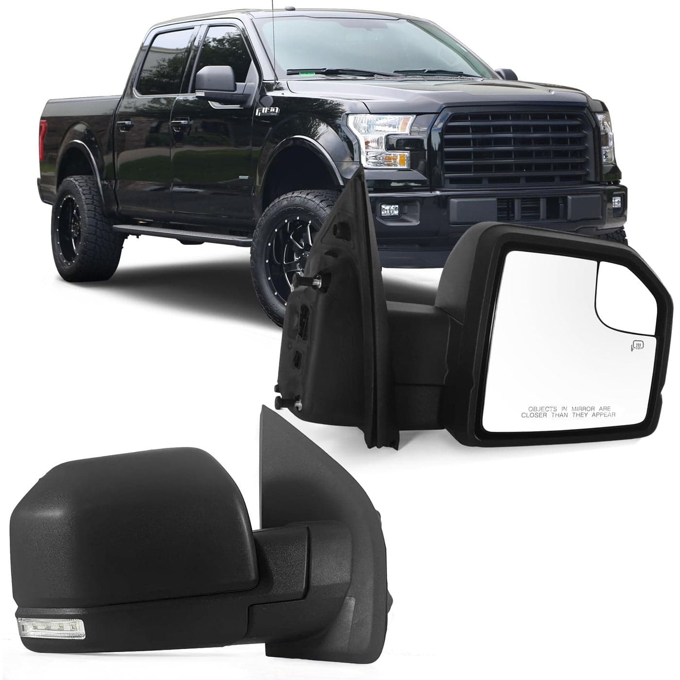 Lqito Right Passenger side Mirror with Power Glass Outdoor Temperature SensorTurn Signal and Manual Folding Fits 20152020 Ford F150 Without Heated Replace JL3Z17682CA 8 Pins