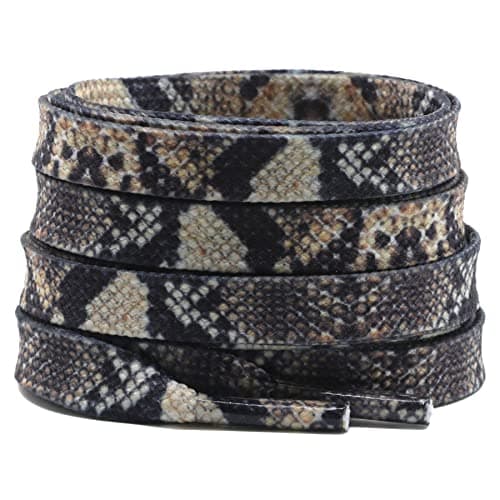 DELELE Snake Print Flat Shoelaces: Dark Sneakers Shoe Laces 47 inch 2 Pair