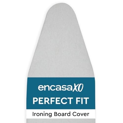 Encasa XO Replacement Ironing Board Cover & Foam Pad, Heat Reflective 'Metallic Silver Silicone', Drawstring Tightening (Fits Standard Wide Boards of 125x46 cm) Scorch & Stain Resistant