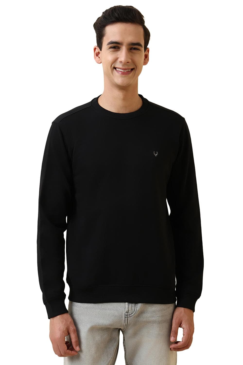 Allen Solly Men's Crew Neck Sweatshirt (ASSTQRGFS70412_BLACK_S)