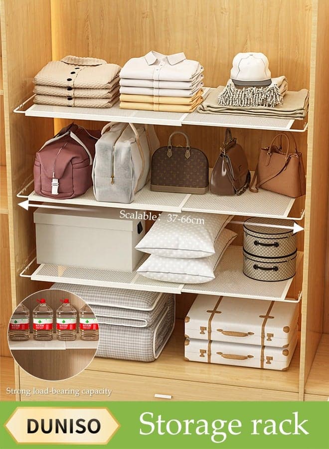 Stackable Closet Tension Shelf for Wardrobe Expandable Closet Tension Shelf, Wardrobe Layered Partition Board, Telescopic Storage Rack, Adjustable Storage Rack, Not Easy To Rust, Strong Load Bearing Capacity, Suitable For Bathroom, Kitchen, Garage, Wardrobe,Wardrobe Shoe Organizer DIY Bedroom (37-60