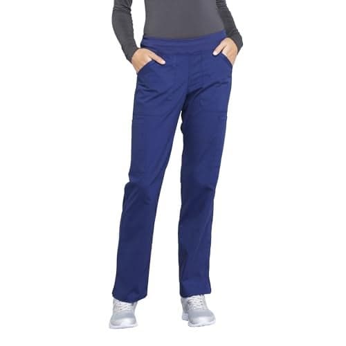 CHEROKEE Workwear Professionals Women Scrubs Pant Mid Rise Straight Leg Pull-on Cargo WW170, L, Navy