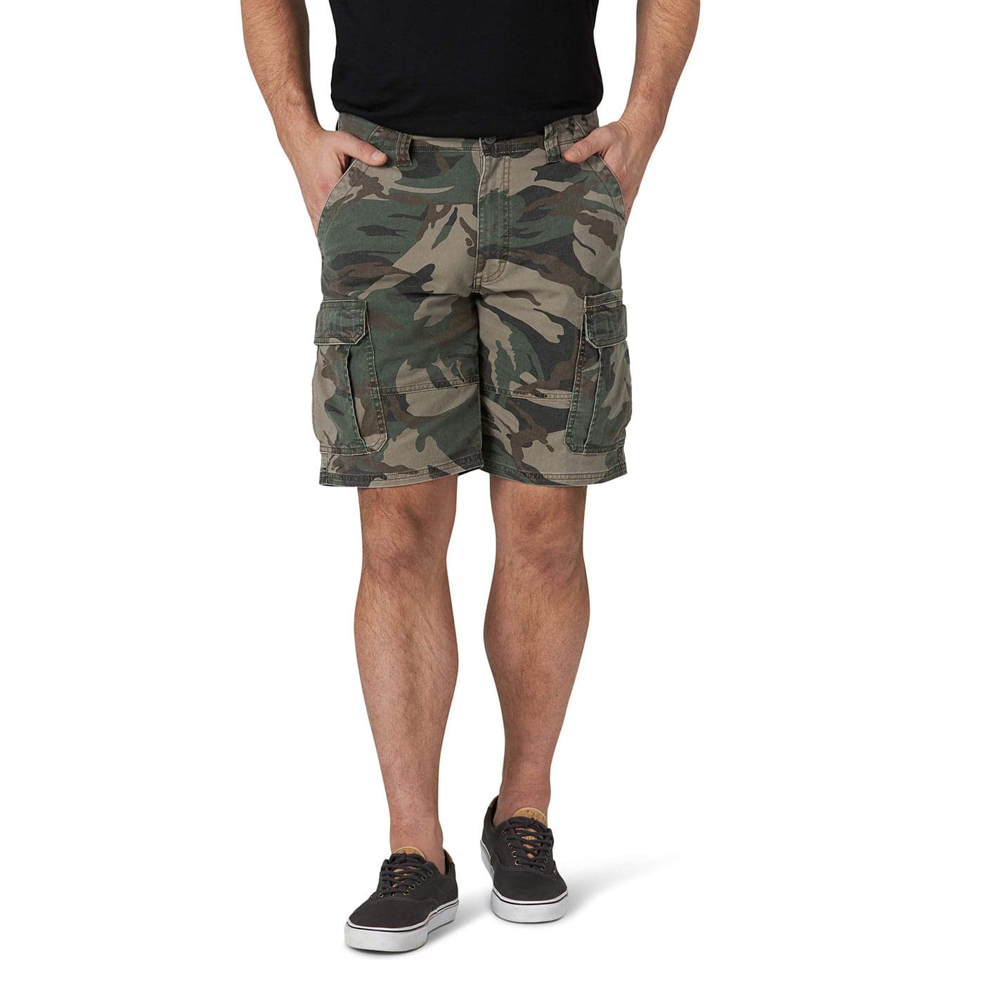 Wrangler Authentics Mens Big Tall Classic Cargo Stretch Short Green Camo 48