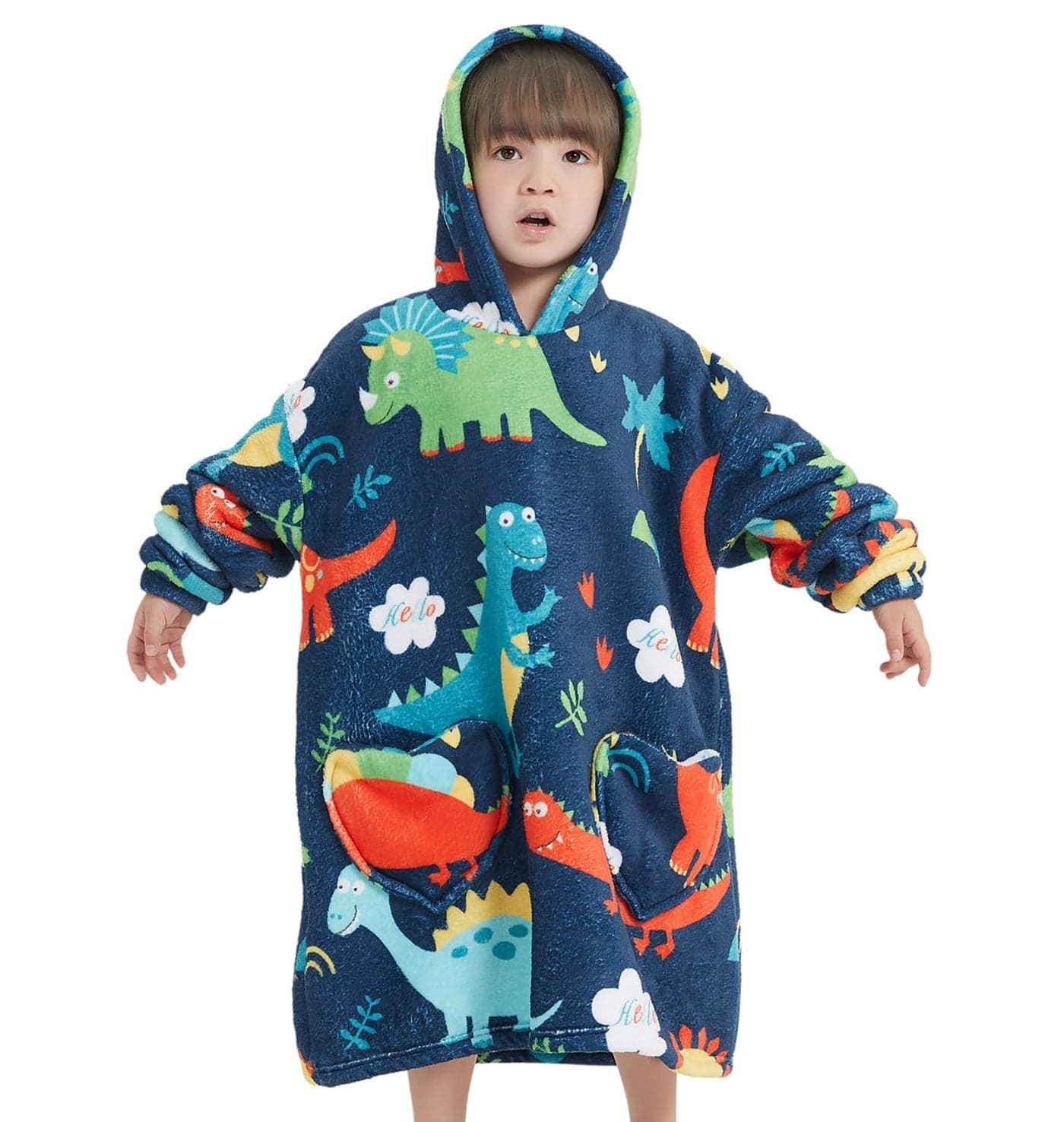 Fiosnow Dinosaur Blanket Hoodies for Kids Toddler 26YR Oversize Wearable Blanket Hoodies for Boys Girls