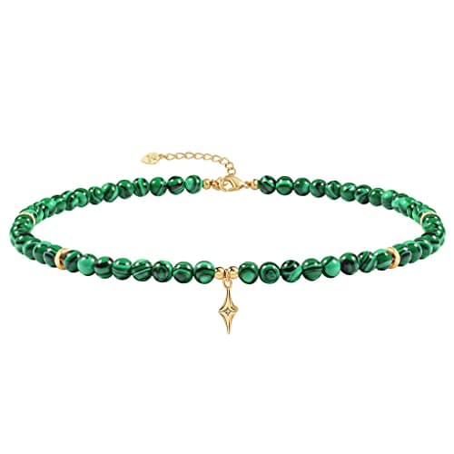 SOFYBJA Green Malachite Beads Choker Necklace Gold Star Zircon Pendant Necklace Women Chakra Healing Gemstone Jewelry Amulet Gifts