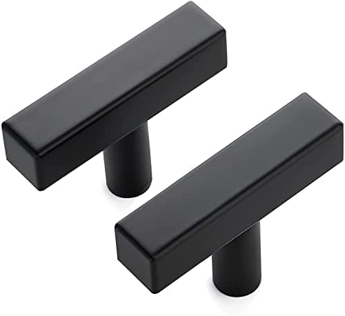 Ravinte 20 Pack Black Square Bar Cabinet Knobs 2 Inch Square Cabinet Pulls Matte Black Single Hole Kitchen Cabinet Handles