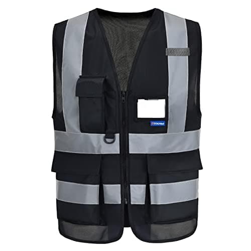 ASAFETY High Visibility safety vest black pockets