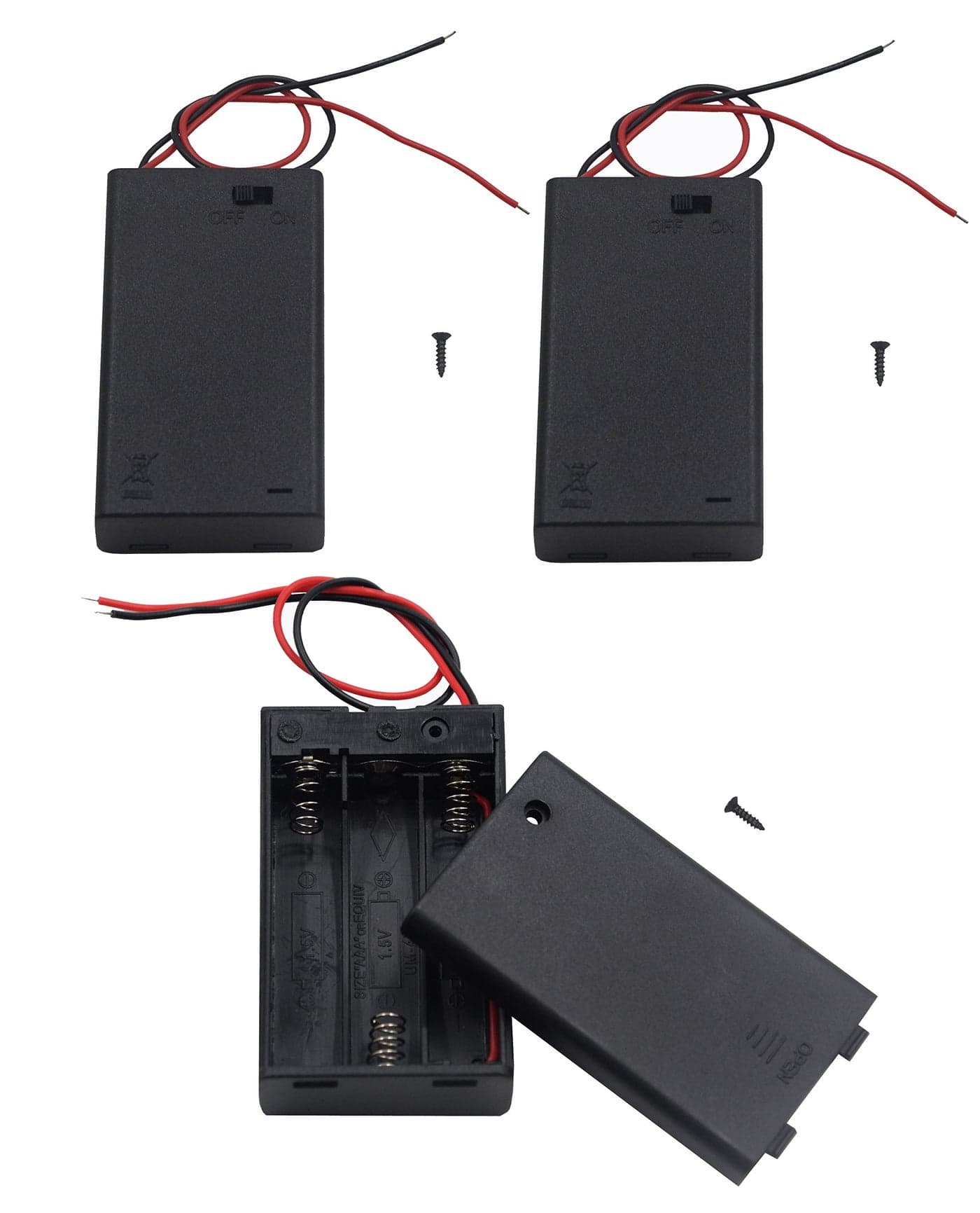 LAMPVPATH (Pack of 3) 3 AAA Battery Holder with Switch, 4.5V Battery Holder with Switch, 3X 1.5V AAA Battery Holder with Leads and Switch