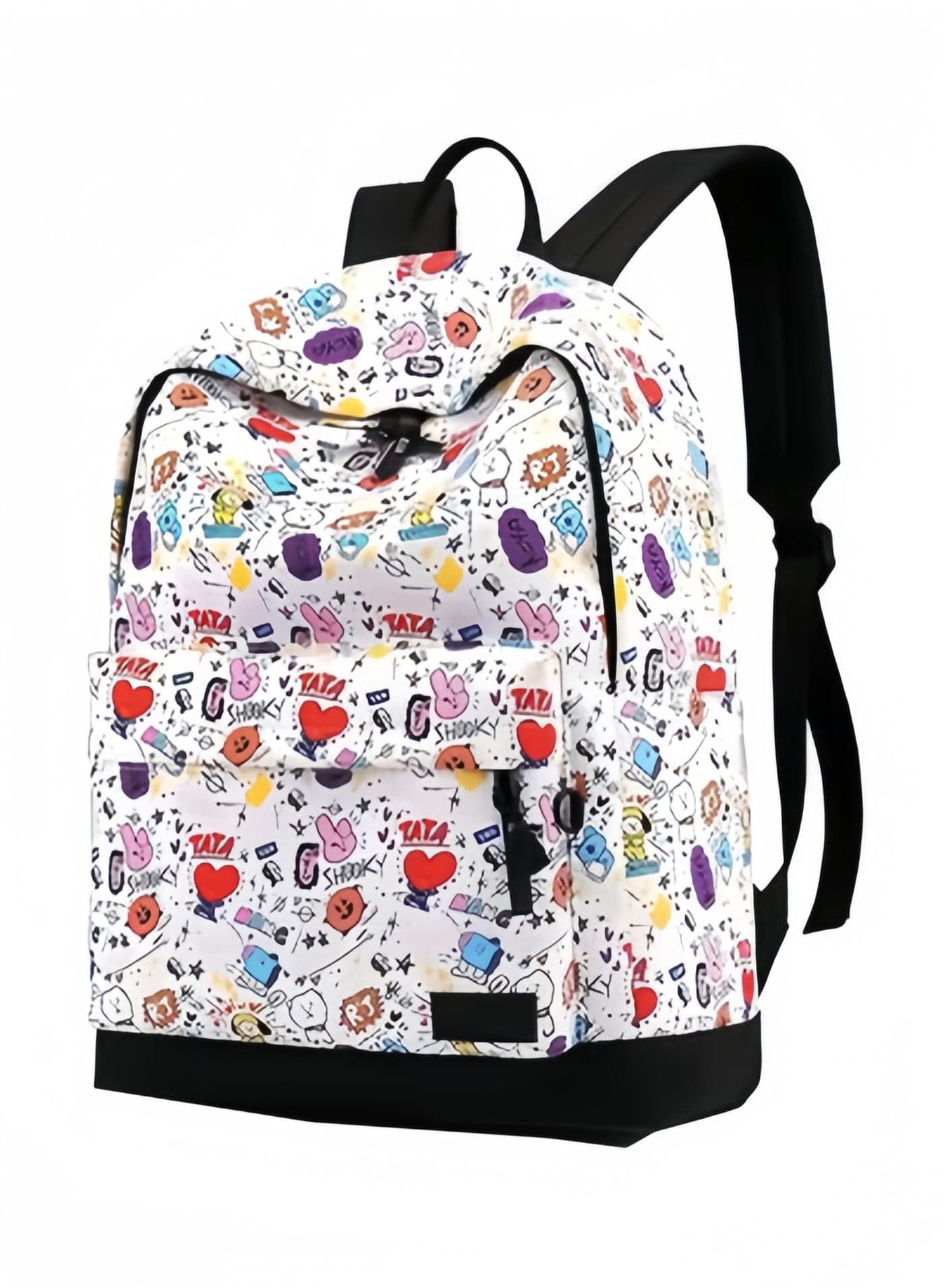 Unisex Cute School Travel Cartoon Printed Backpack,Casual Small Patterns Scattered Shoulder Bag for Weekender Hiking Daily Use