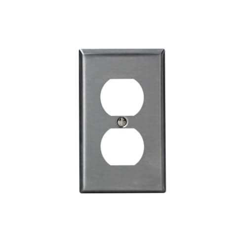 Leviton 1-Gang Duplex Device Receptacle Wallplate, Standard Size, Device Mount, Stainless Steel, 84003-40