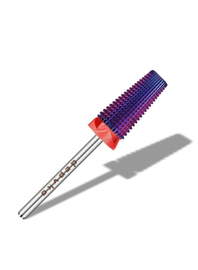 5 in 1 Nail Drill Bits, 3/32'' Carbide Tungsten Nail Bits, Two Way Rotate Professional Advanced Safety Cuticle Bits for Nail, Fast Remove for Manicure Pedicure Cuticle Gel Polishing(F, Purple)