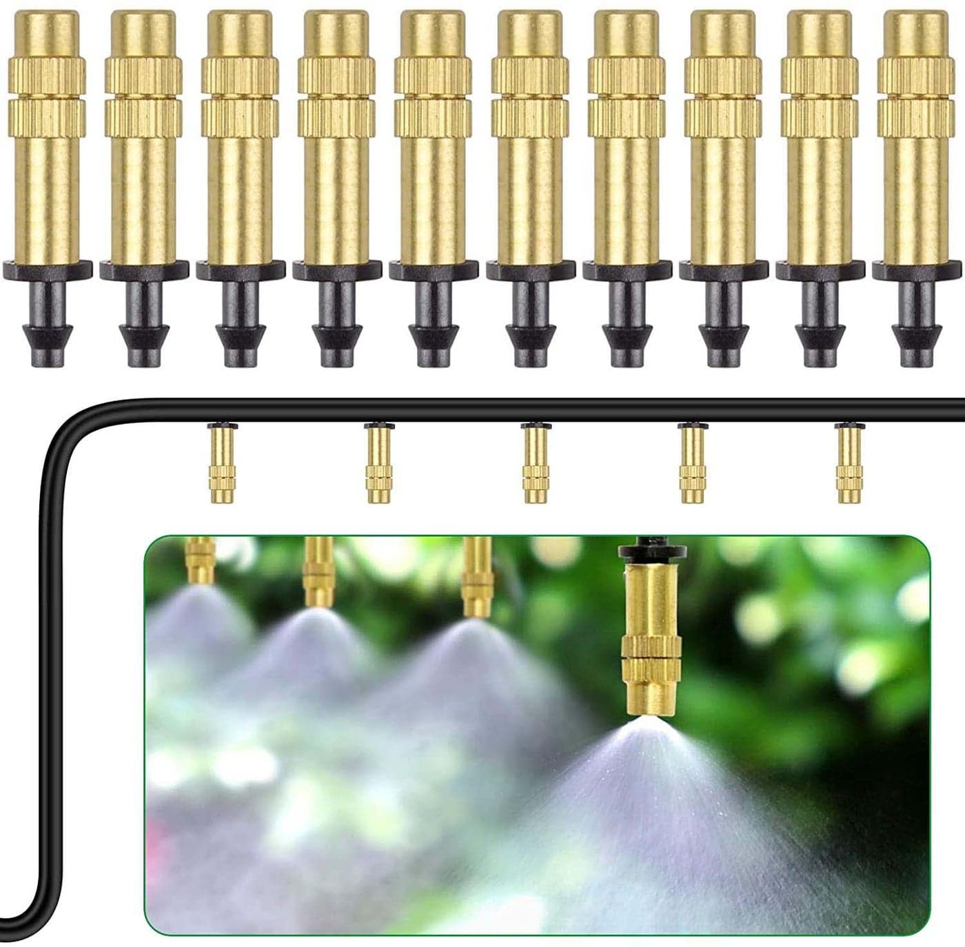 DIY Crafts 20Pcs, Misting, Brass Mist Mister For Patio Spray Misters Watering Nozzles Misting Cooling with 4/7 Blank Distribution Tubing Hose Detachable Head Cleaning(20x, Brass Misting)