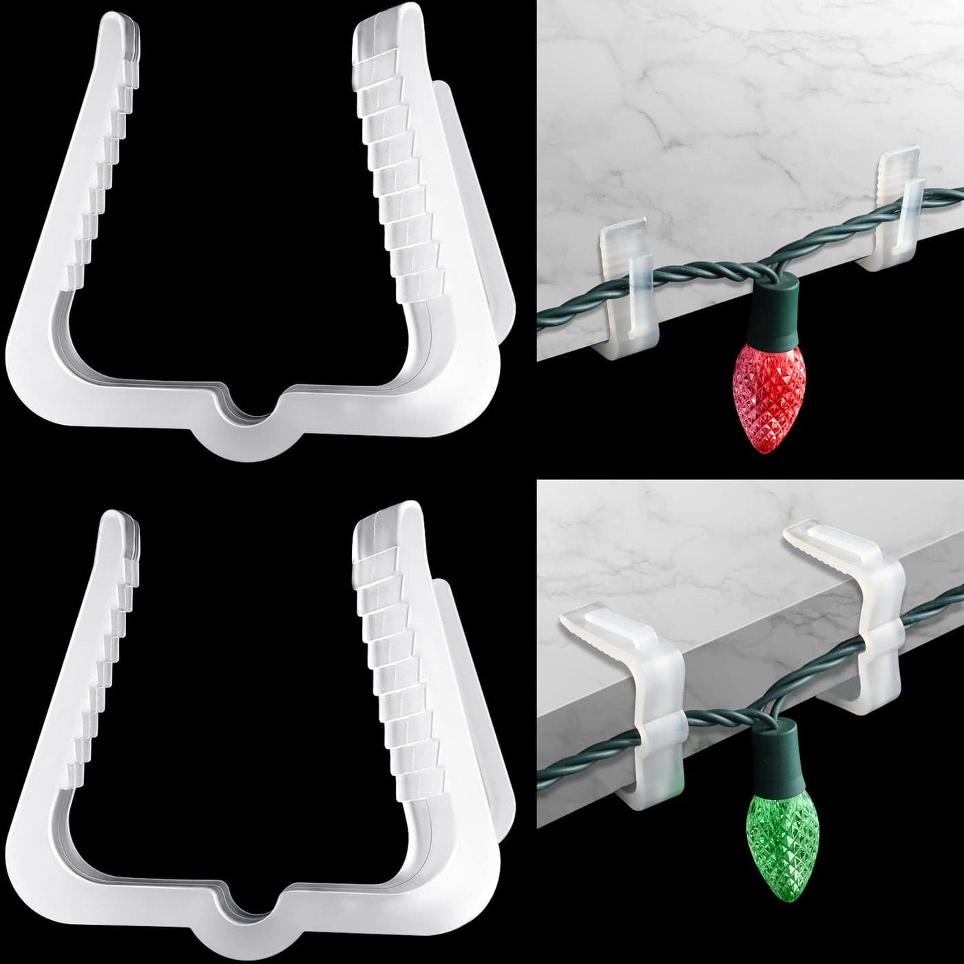 Marsui 150 Pieces Christmas Light Hanger Hooks 1 58 inch Fascia Boards Clips Weatherproof Plastic Outdoor Holiday Light Clip for Christmas Party Decoration Roof Gutter Fence Eave