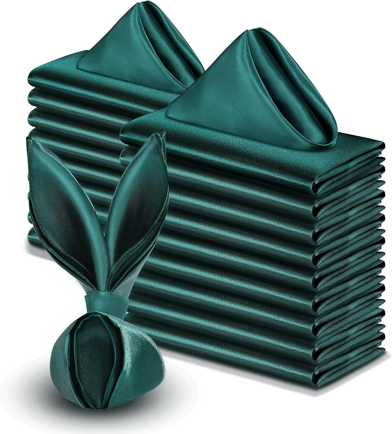 Vacvelt Hunter Green Satin Wedding Napkins 50 Pack of 20x20 Inch Decorative Square Napkins for Banquet and Party
