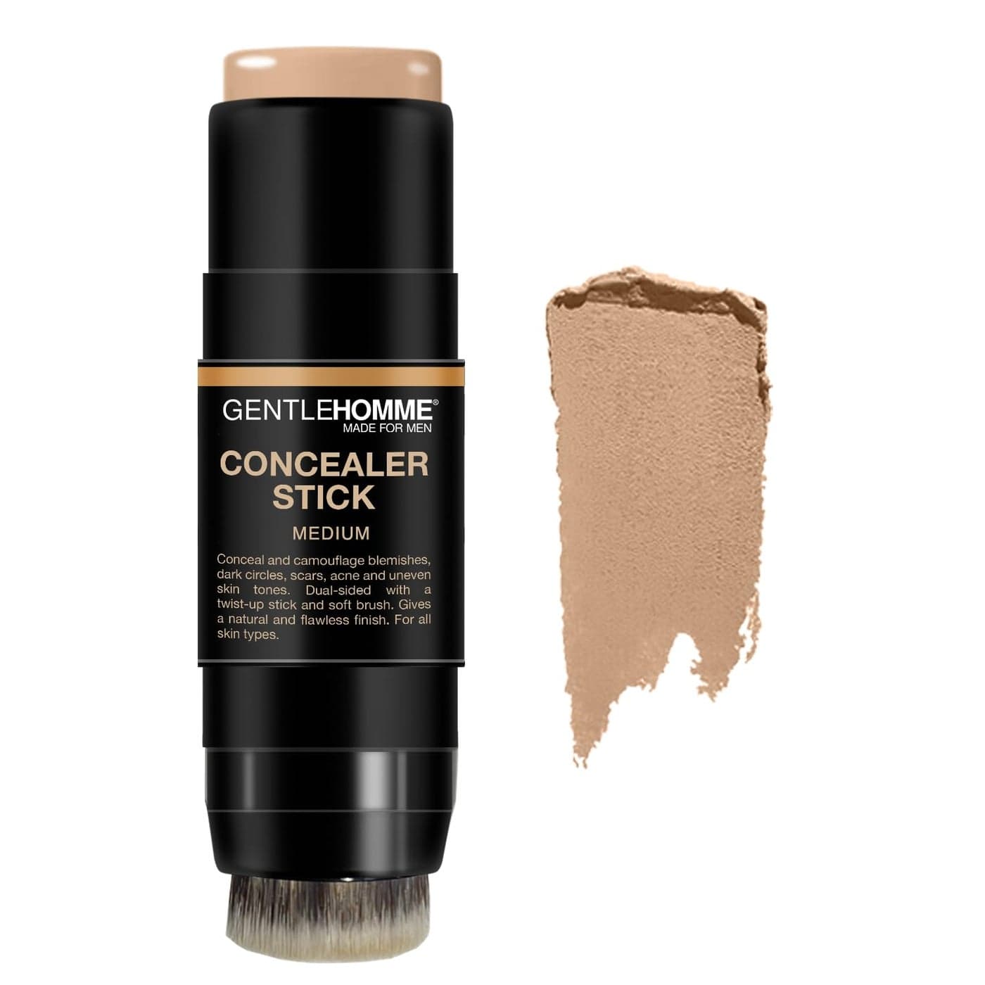 Concealer Stick with Brush for Men Eraser Dark Circles Mens MultiUse Concealer Dual Sided Full Coverage with Soft Brush Buildable Coverage Makeup All Skin Types Medium